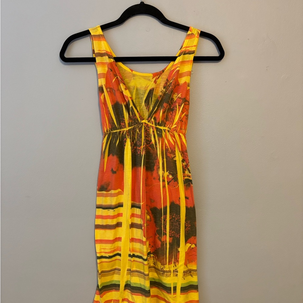 Vibrant Yellow and Orange Sleeveless Dress
